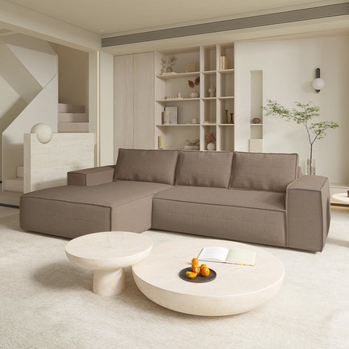 Slaapbank hoek links dunlopillo corduroy taupe 140cm