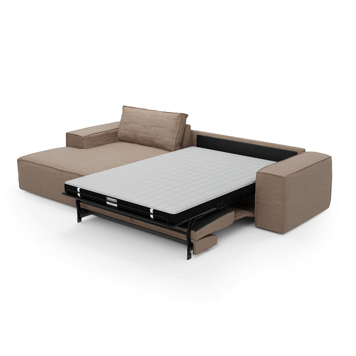 Slaapbank hoek links dunlopillo corduroy taupe 140cm