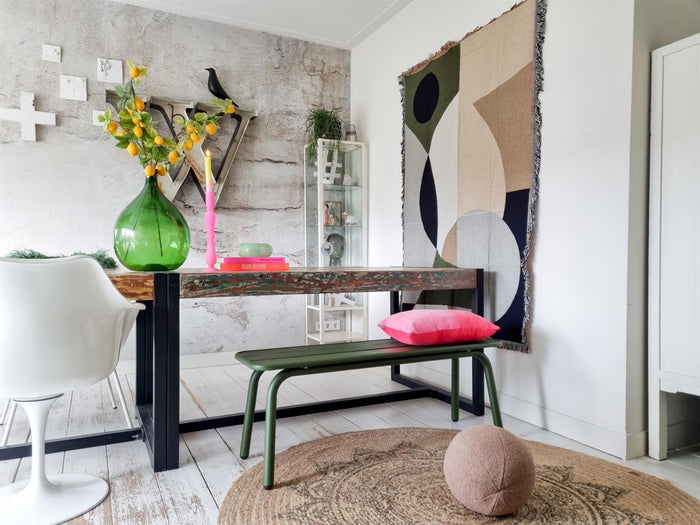 Metalen tuinbank Max 120 cm olijfgroen - zonder rugleuning