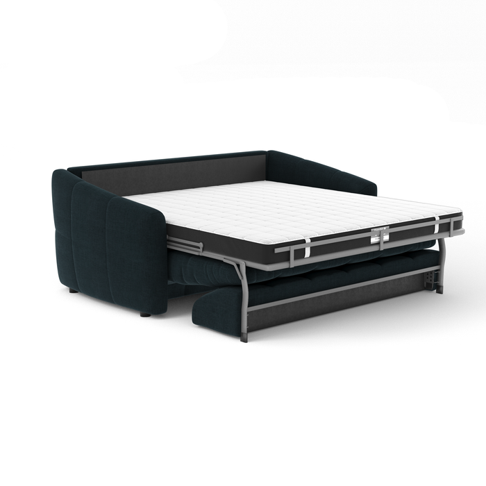 Express slaapbank dunlopillo pauwblauw fluweel 160cm