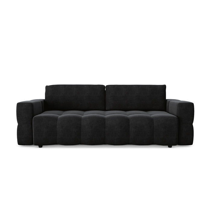 4-zits slaapbank met commode walnoot fluweel donker antraciet