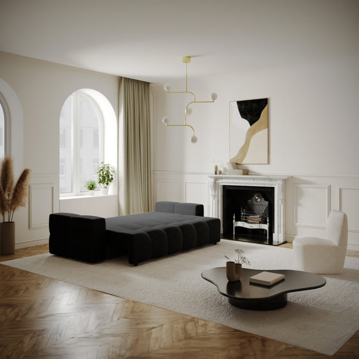 4-zits slaapbank met commode walnoot fluweel donker antraciet