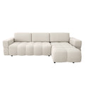 5-zits rechter hoekbank met boxzitting in crème geweven stof