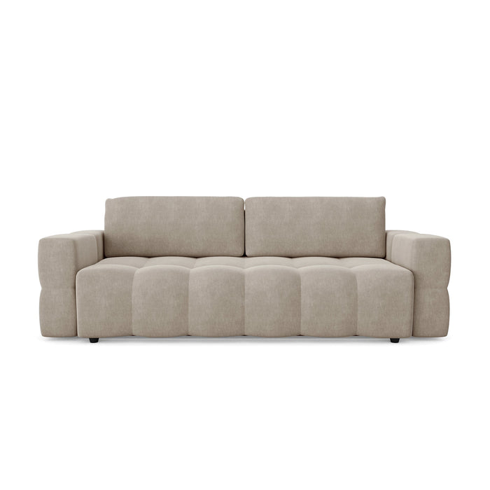 4-zits slaapbank kist walnoot fluweel taupe