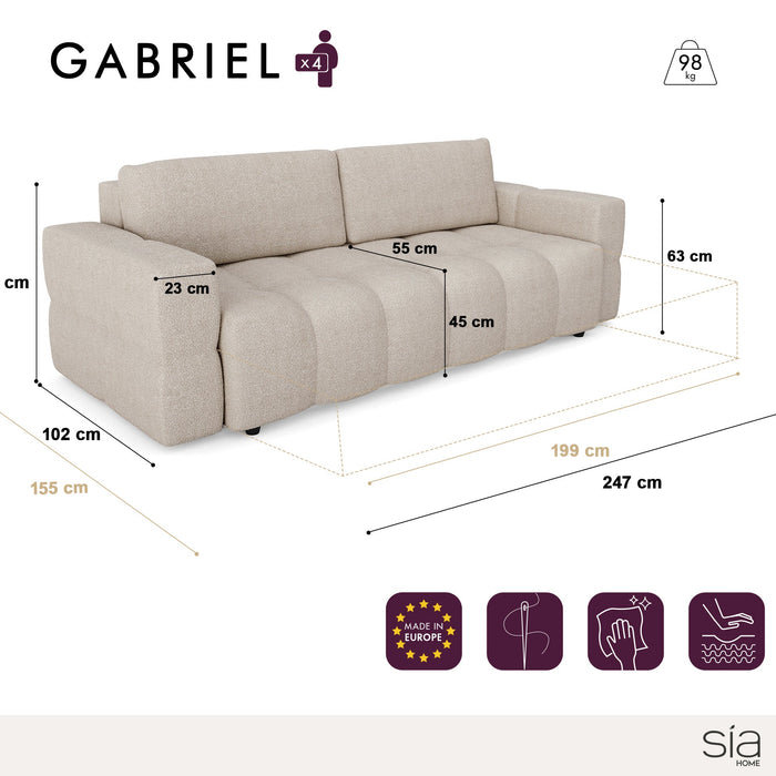 4-zits slaapbank kist walnoot fluweel taupe