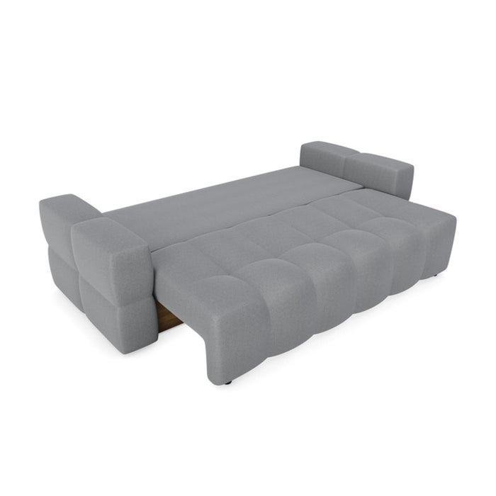 4-zits slaapbank met boxzitting in betongrijze geweven stof