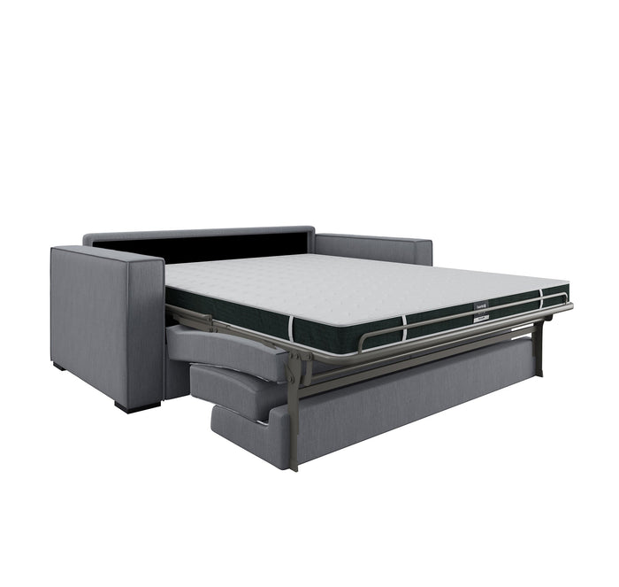 Slaapbank met matras van geweven stof, lichtgrijs 160cm