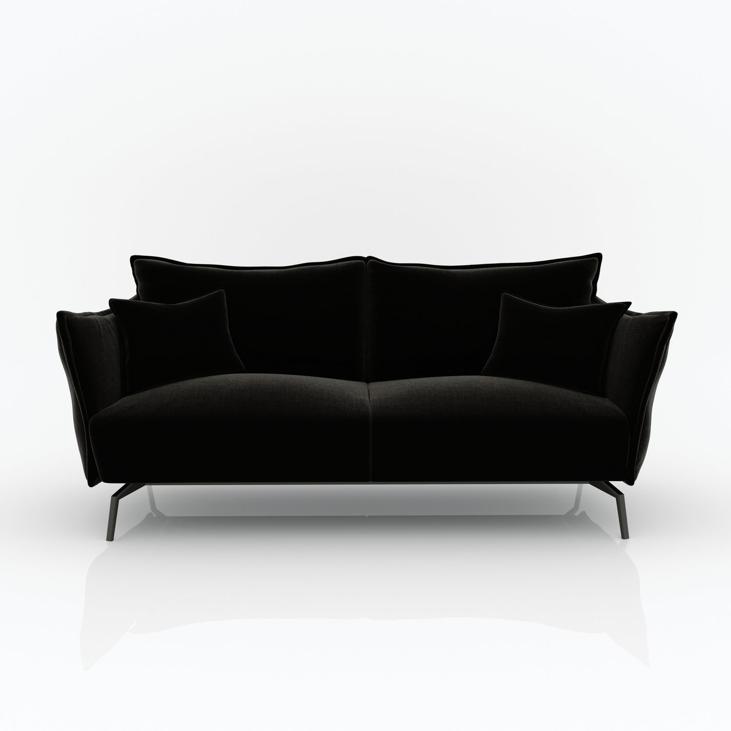4-zits bank van zwart fluweel