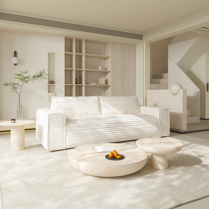 Express slaapbank dunlopillo XXL crème ribfluweel 140cm