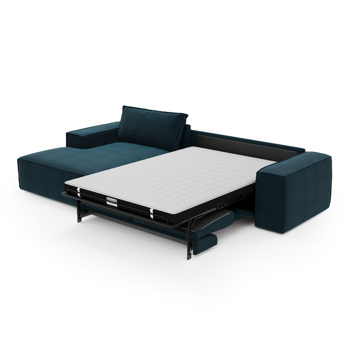 Hoekbanken links JOAN 5 personen Fluweel Pauwblauw