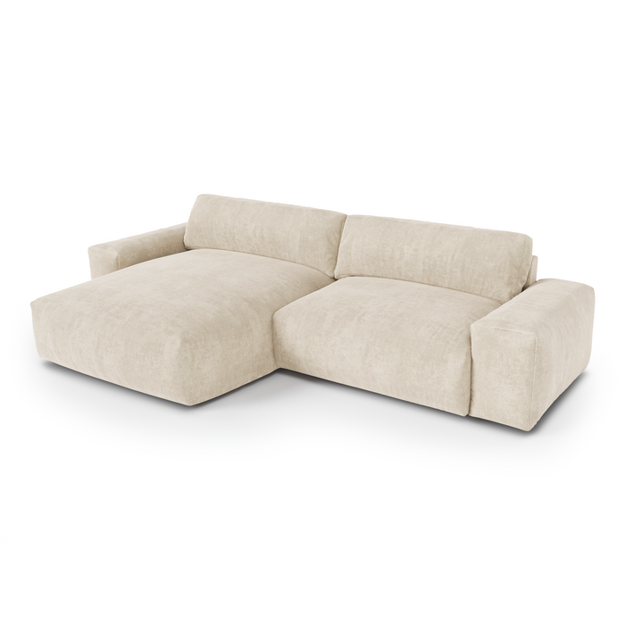 Sofa linkerhoek fluweel crème 310cm