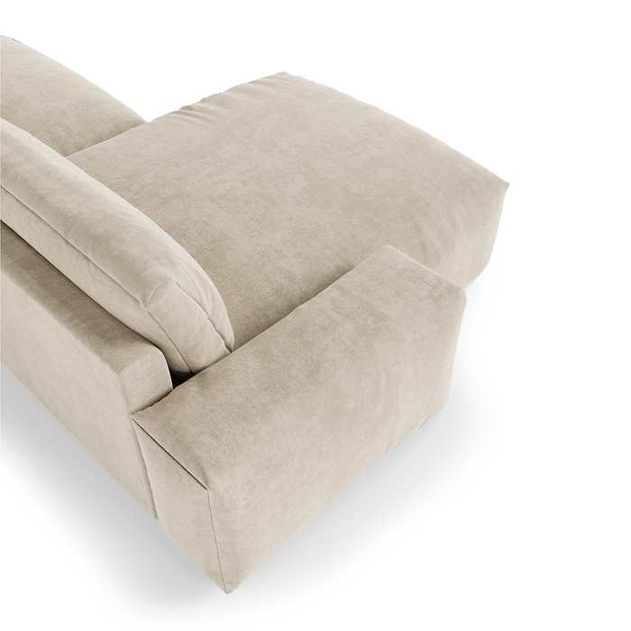 Sofa linkerhoek fluweel crème 310cm