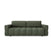 4-zits slaapbank in walnoten kast met olijfgroene geweven stof
