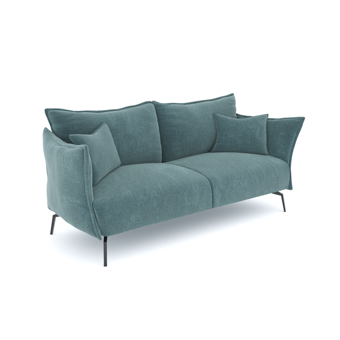 Fluwelen 3-zitsbank met oceaanblauw patroon