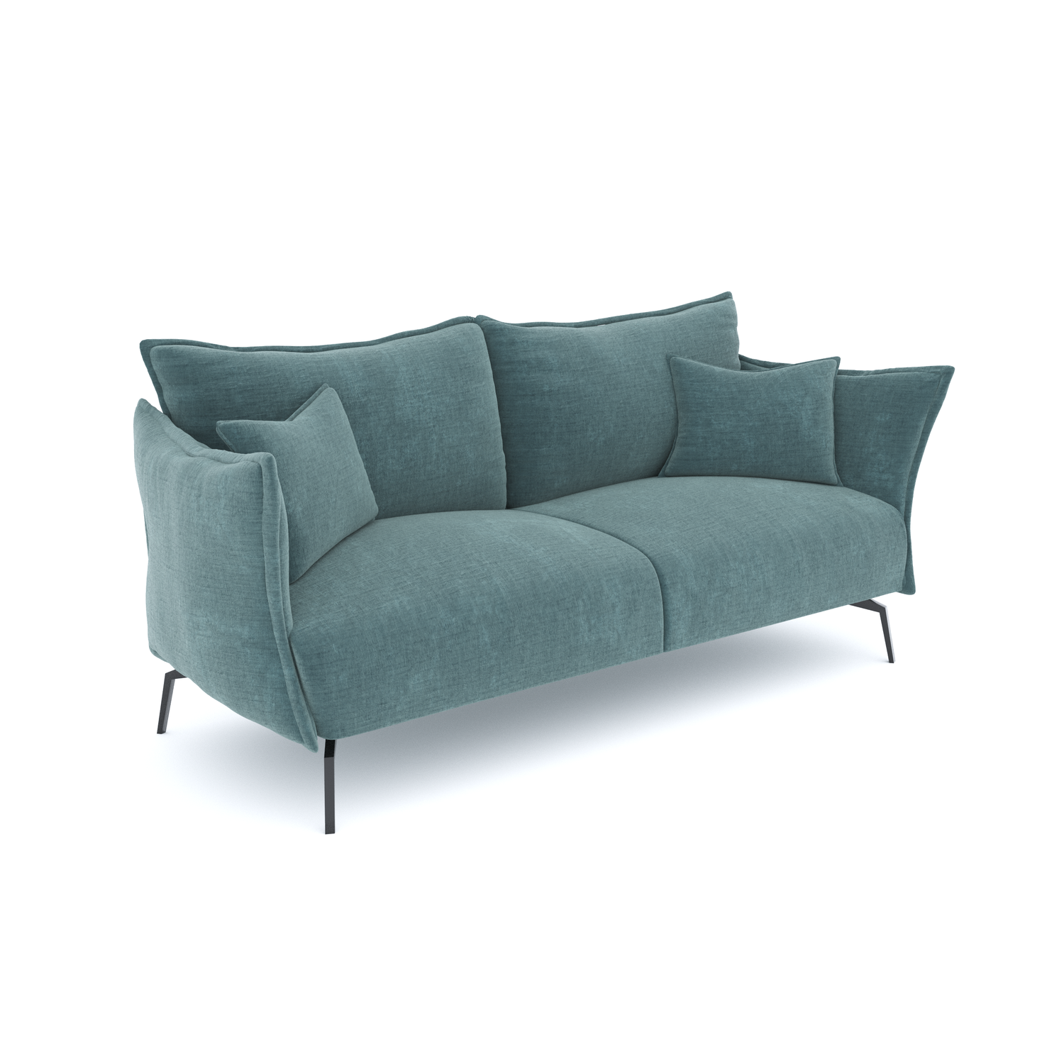 Fluwelen 3-zitsbank met oceaanblauw patroon