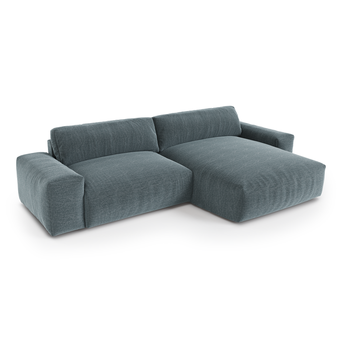 4-zits rechthoekige sofa in soft touch geweven stof blauw grijs 310cm