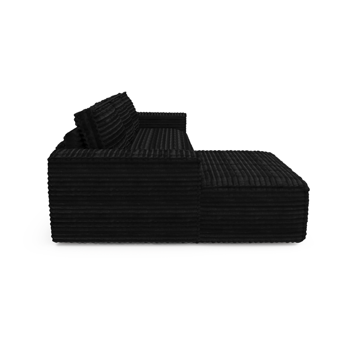 XXL zwart corduroy hoekbank 140cm