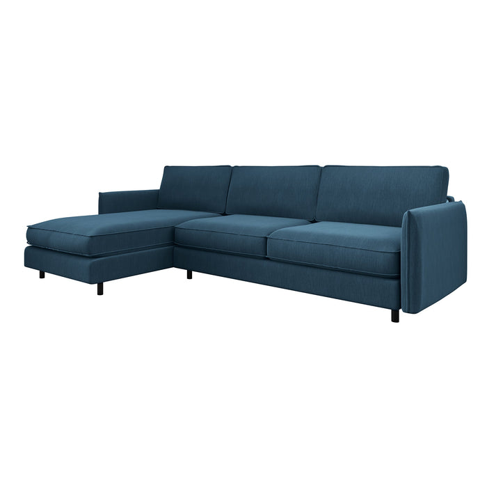 Slaapbank links hoekmatras blauw grijs weef 140cm