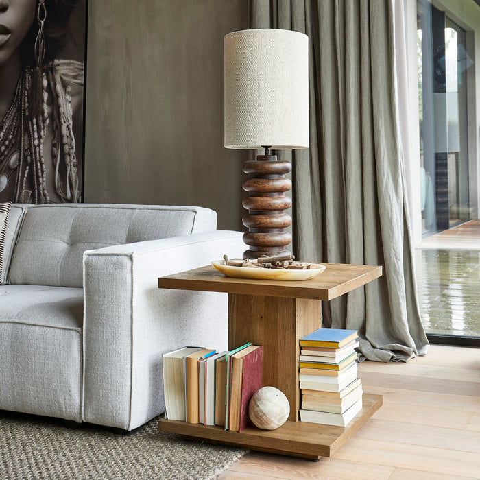 Riviera Maison Lamp Bruin - Bangli - Hout, Metaal (ØxH) 18x49.5