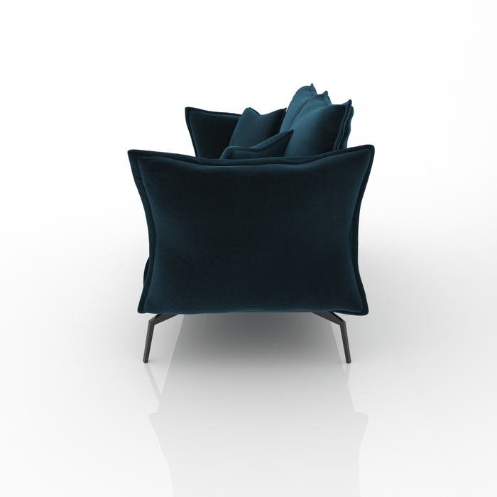 Pauwblauw fluwelen 3-zitsbank