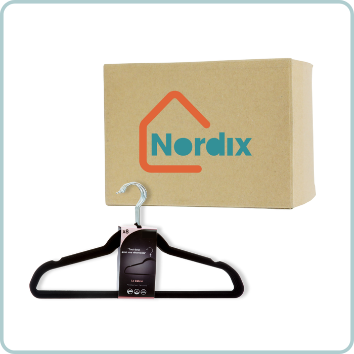Nordix Kledinghangers Set 48 stuks Zwart Vilten Velvet Anti Slip Kl...