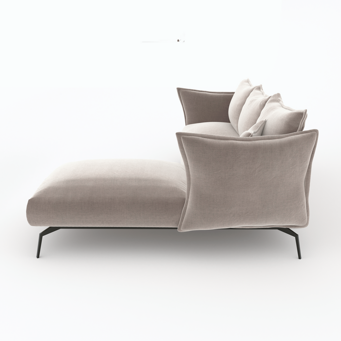 Taupe fluwelen rechter hoekbank