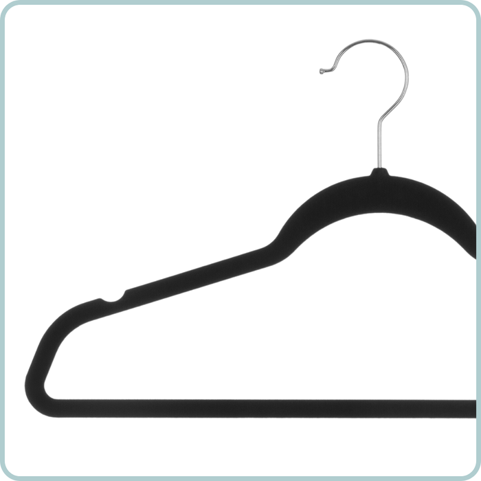 Nordix Kledinghangers Set 8 stuks Zwart Vilten Velvet Anti Slip Kle...