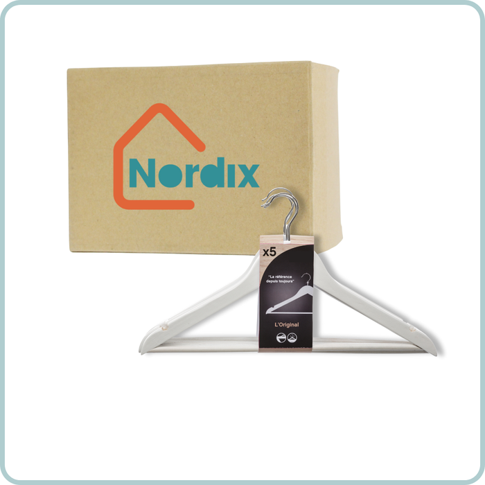 Nordix Kledinghangers Set 5 stuks Wit Hout Kleerhangers