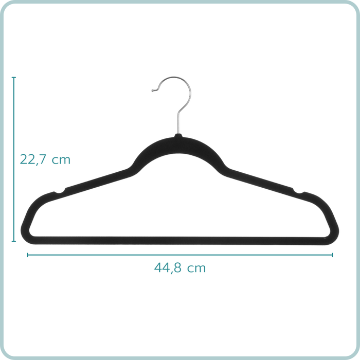 Nordix Kledinghangers Set 24 stuks Zwart Vilten Velvet Anti Slip Kl...
