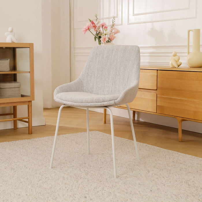 Nolon Nora-Isa Eetkamerstoel Beige Gemêleerd - Stof - Wit Onderstel