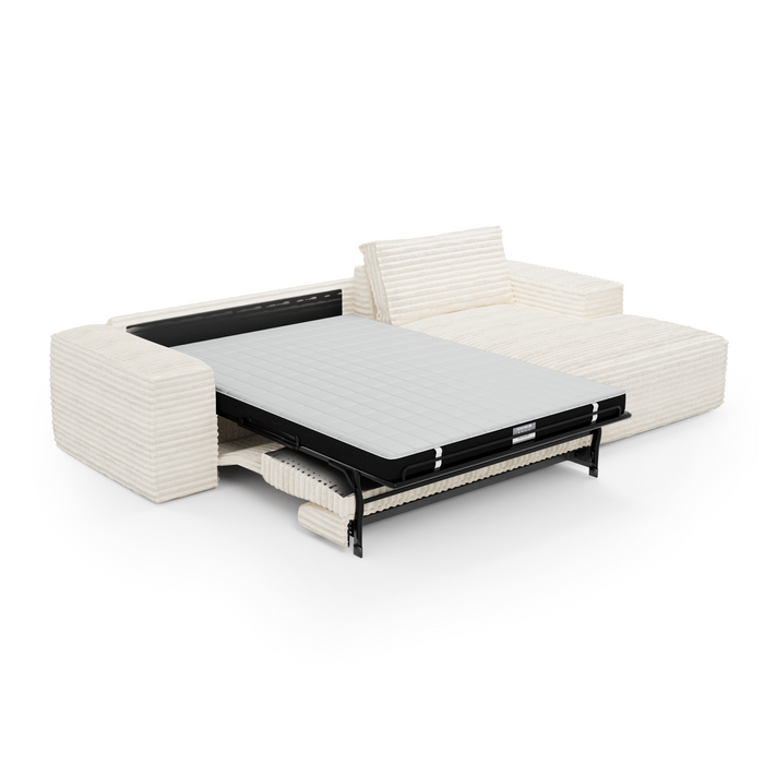 XXL-crème corduroy rechthoekige slaapbank 140cm