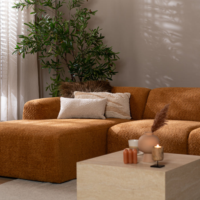 Bronx71 Hoekbank Maine bouclé stof terracotta links