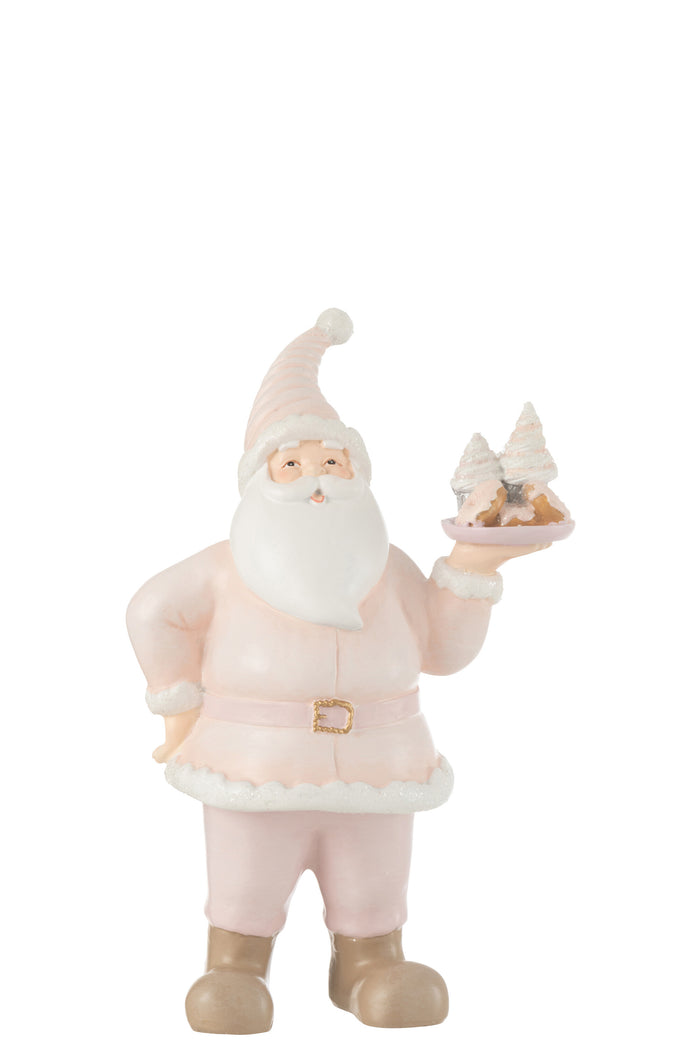 J-Line figuur Kerstman cake - polyresin - wit|roze