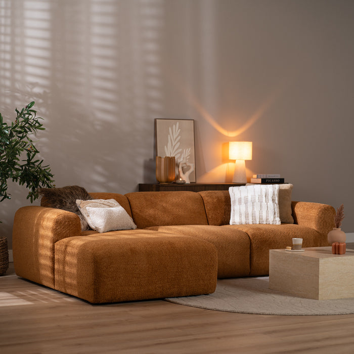 Bronx71 Hoekbank Maine bouclé stof terracotta links