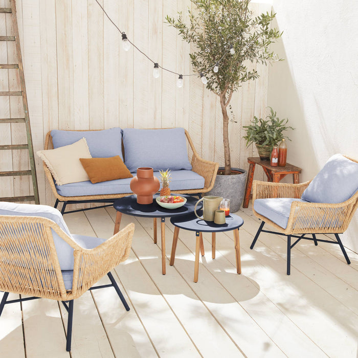 sweeek - Lage wicker loungeset 4 plaatsen - Kuta