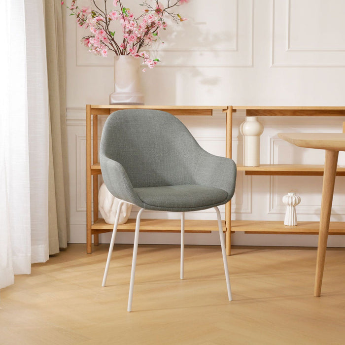 Nolon Nora-Mae Eetkamerstoel Saliegroen - Armleuning - Witte Poten