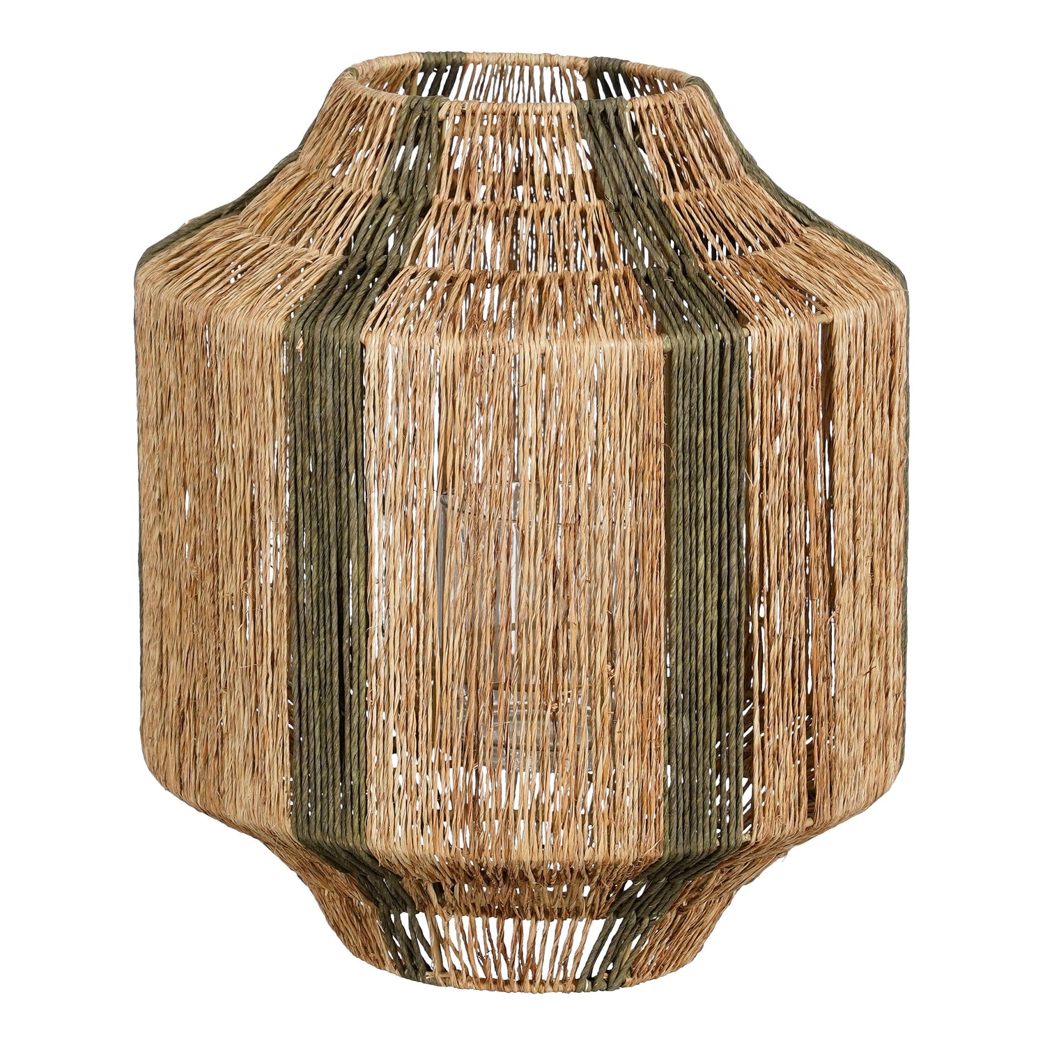 Mica Decorations Liliano Lantaarn - H36 x Ø30 cm - Jute - Donkergroen