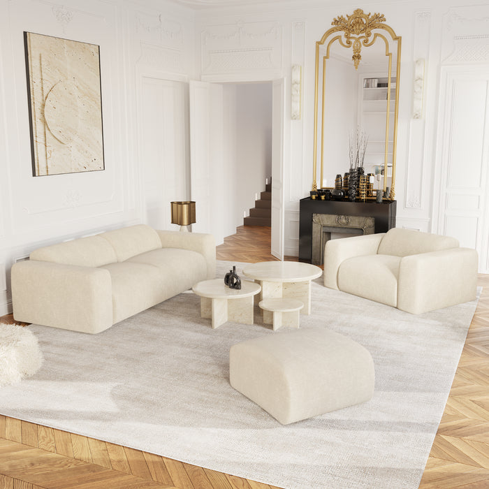 4-zits fluwelen bank met crèmepatroon