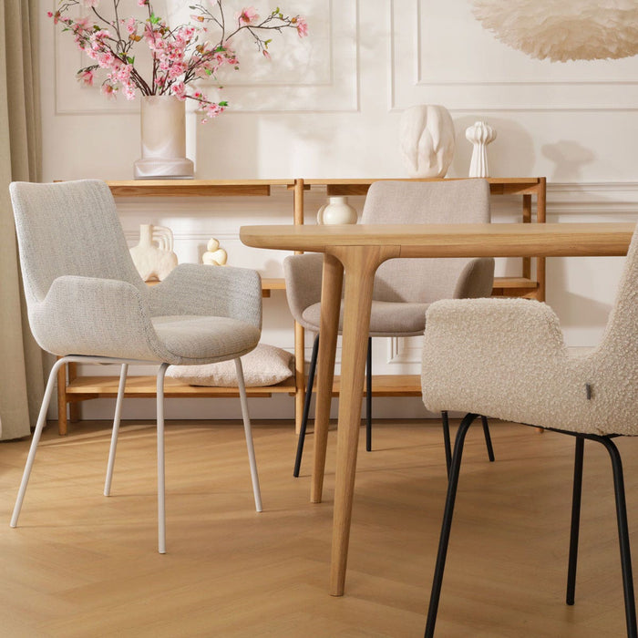 Nolon Nora-Eef Eetkamerstoel Beige Gemêleerd - met Armleuning - Wit