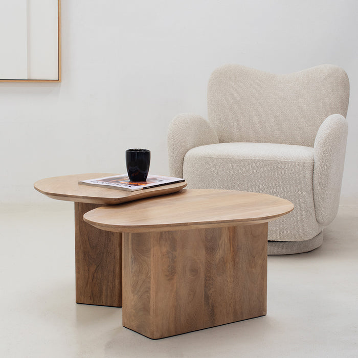 Giga Meubel - Salontafel Naturel  - Set Van 2 - 70x60x35cm - Jinte