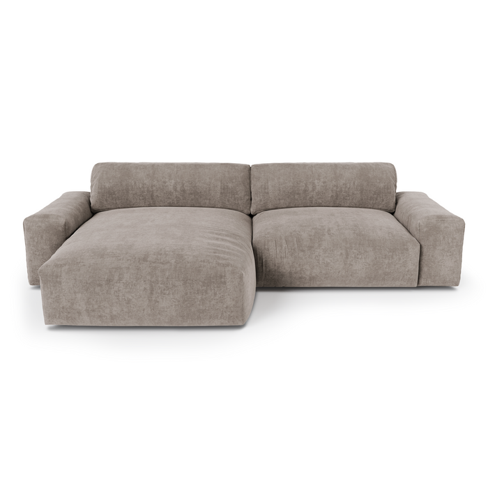 Sofa linkerhoek fluweel taupe 310cm