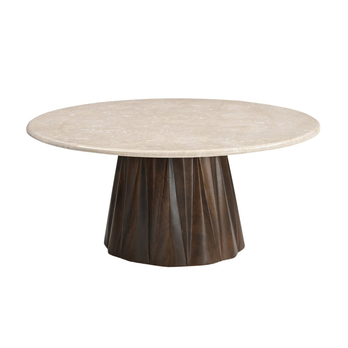 Giga Meubel - Salontafel Rond 90cm - Marmer|Mangohout - Faiza