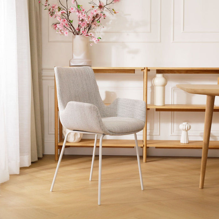 Nolon Nora-Eef Eetkamerstoel Beige Gemêleerd - met Armleuning - Wit