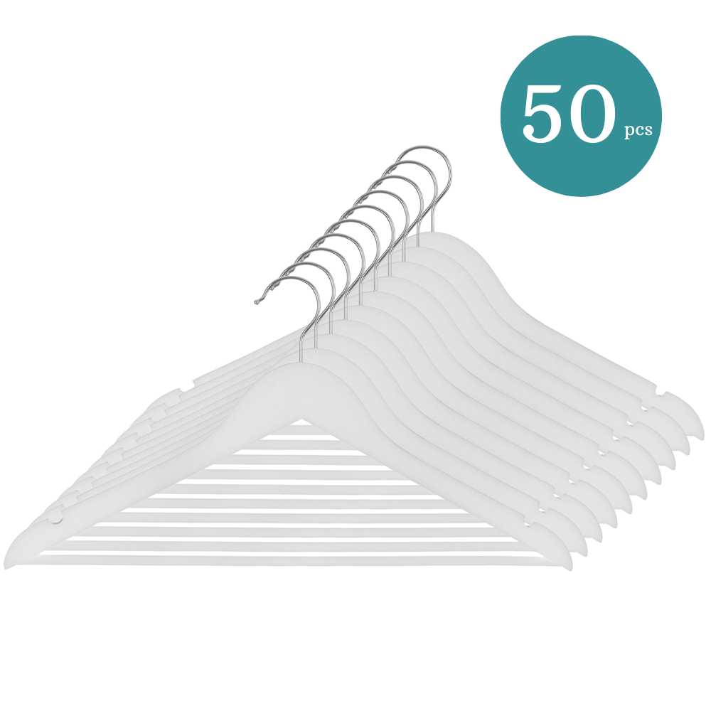 Nordix Kledinghangers Set 50 stuks Wit Hout Kleerhangers