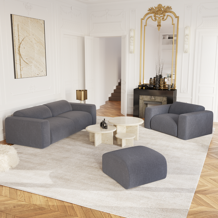 3-zits fluwelen bank met grijs patroon