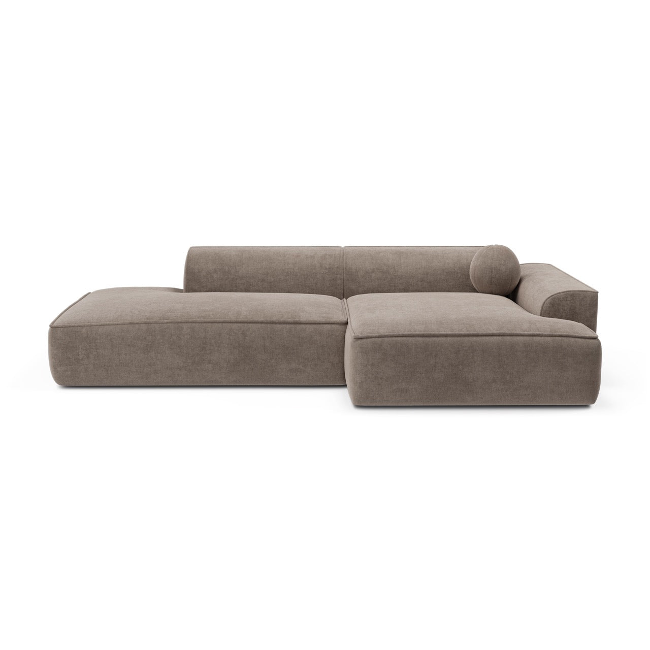 Taupe fluwelen hoekbank 300cm