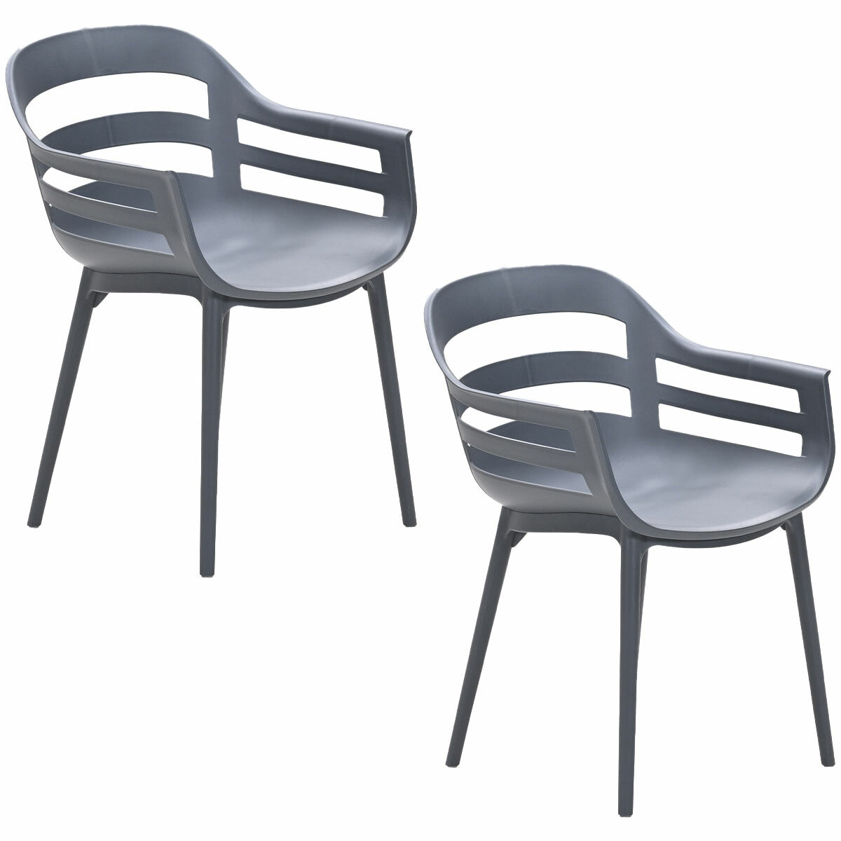 Garden Impressions Sunny tuinstoel donker grijs - 2 stuks