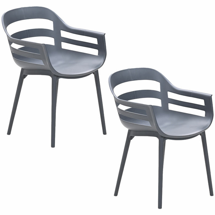 Garden Impressions Sunny tuinstoel donker grijs - 2 stuks