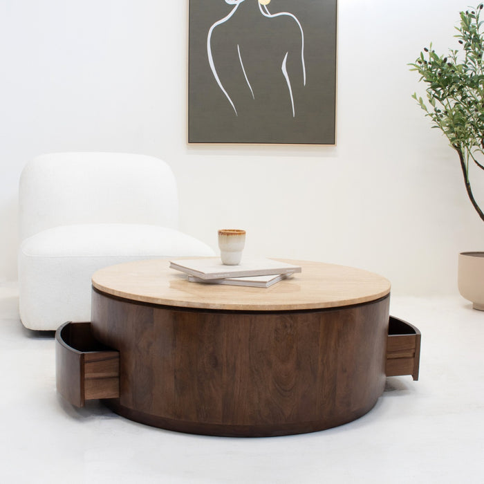 Giga Meubel - Salontafel Walnoot - 90cm - Met Lades - Elan