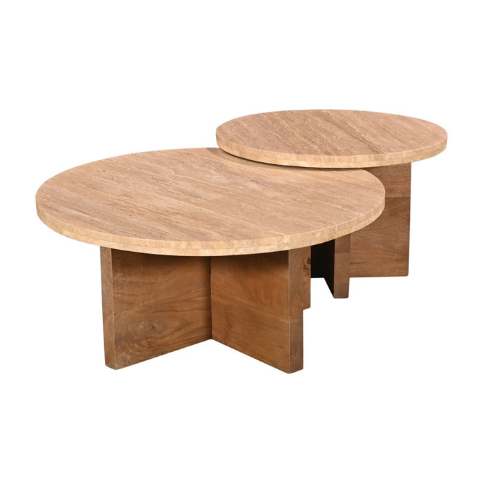 Giga Meubel - Salontafel Set Van 2 - Travertin - 80cm - Leno
